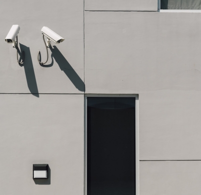 CCTV camera in front of building